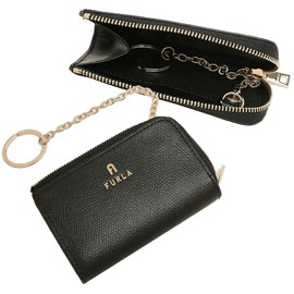 Furla WR00435 ARE000 O6000 Women's Key Case, Coin Case, Camellia, Black, Parallel Imported