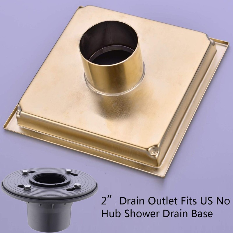 TRUSTMI 6 Inch Square Shower Floor Drain with Removable Grid
