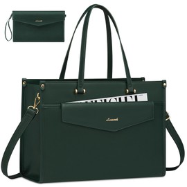 LOVEVOOK Laptop Bag for Women, 15.6 inch Laptop Tote Bag 2-in-1 Professional Work Bag Business Briefcase with Clutch Purse, Waterproof Leather Computer Handbag Shoulder Bag for Teacher Office Travel