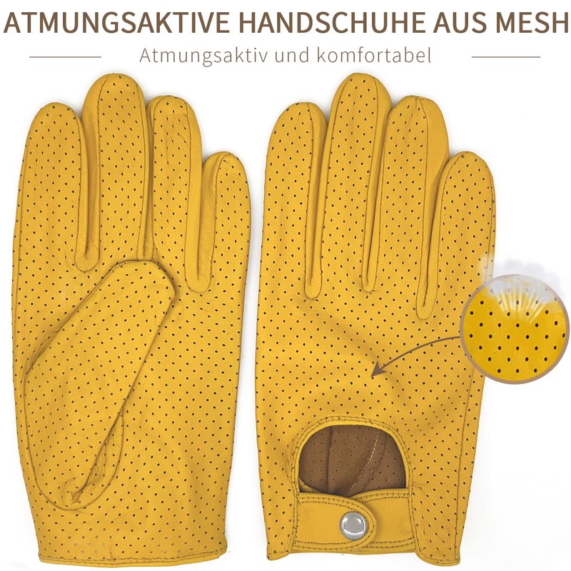 ZLUXURQ Men's Luxury and Soft 100% Sheepskin Leather Driving Gloves