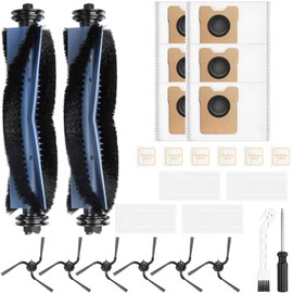 26 Pack Replacement Accessories Compatible with eufy Robot Vacuum C10，2 Mainbrush 4 Filter 6 Dust Bag 6 Sidebrush 1Cleaning Brush 1Screwdriver,6Scented stick