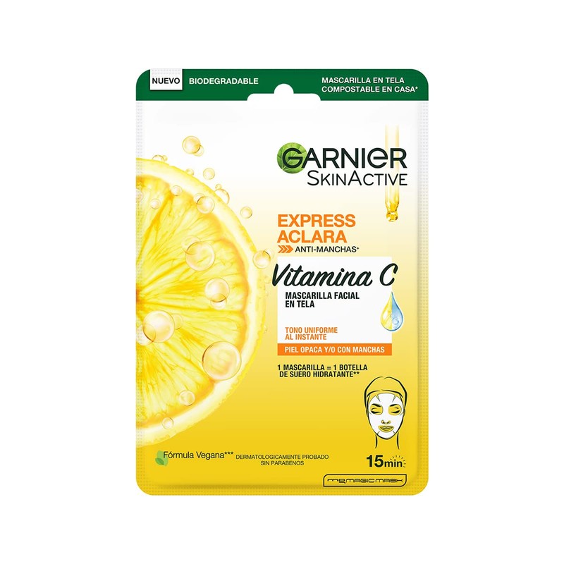 Garnier Skin Active Mascarilla en Tela Tono Uniforme con Vitamina