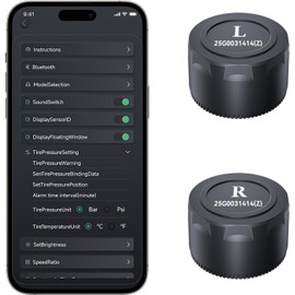 OBEST Motorcycle Tire Pressure Monitoring System, Tire Pressure and Temperature Alarm, Bluetooth Motorcycle TPMS with 2 External Sensors, Support iOS and Android, for Smart Bike, Motorcycle, Bicycle