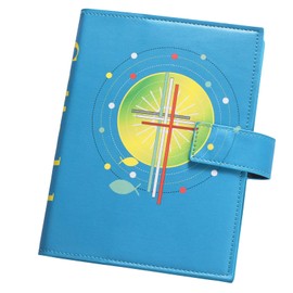 LParkin Gotteslob Case with Cross Fish, PU Leather Prayer Cover, Communion Gift, 18 x 14 cm (Blue, 18 x 14 cm)