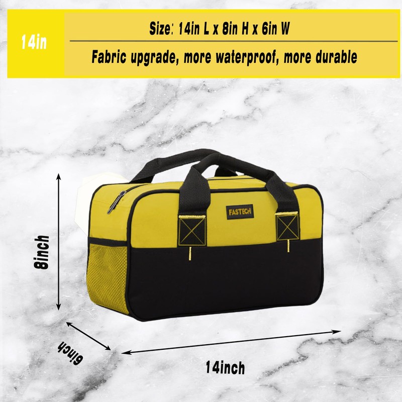 FASTECH 14 Inch Zipper Tool Bag, Small Wide Mouth Tool