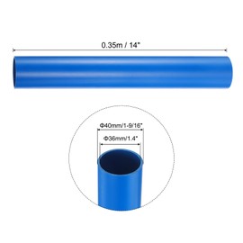 Rebower 1.4" x 1-9/16" PVC Pipe 14" Plastic Rigid Tubing Round High Impact Drain Pipe, [for Greenhouse Garden Home HVAC Plumbing] - 36mm x 40mm / Blue