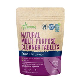 BAMBOEARTH 12 Pack Natural Multi-Purpose Cleaner - All Surface Multipurpose Cleaning Tablets Refill - Eco-Friendly Product & Cleaning Supplies - 1 Tablet = 17oz Spray (204oz Total) - Calm Lavender