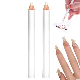 Pack of 2 White Nail Pencils Nail Whitening Pens French Art Manicure Pen DIY Dot Line Pattern Nail Art Supplies DE White DE Pen DIY (8.5 cm)