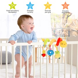 Noaxylic Baby Pram Spiral Toy, Baby Seat Hanging Toy, Pram Toy, Baby Cot Spiral Toy, Newborn Gift, for Cot Car Seat Baby Seat, for Baby 0-12 Months