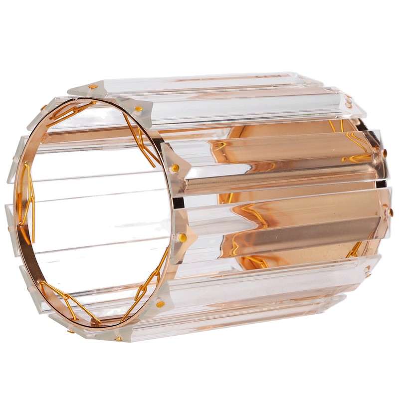 Cosmetic Brush Holder Transparent Glass Round Decorative Desktop Pen Storage