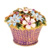 Flower Basket Jewelry Box Exquisite Vintage Hand Painted Metal Trinket