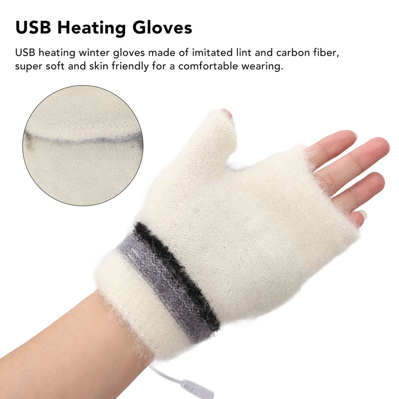 Electric USB Heated Gloves Double Side Heating Keep Warm Fingerless
