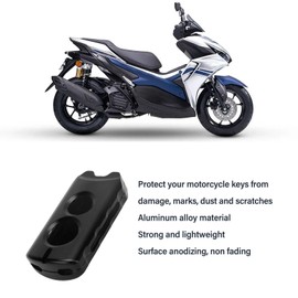 Motorcycle Key Case: Aluminum Alloy Key Fob Protector Cover for Yamaha Xmax 125 250 300 400 Nmax Nvx 155 Aerox (black)
