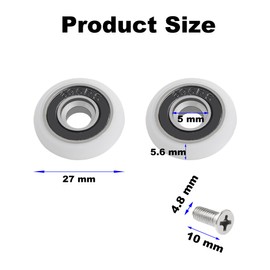 8-Pack Shower Door Rollers with M5 Screw - White Curved Door Runner with Eccentric Wheel Parts - Replacement Shower Wheels and Rollers for Sliding Glass Doors - 27mm