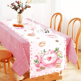 Cheerupp Floral Tea Party Theme Table Runner, Floral Garden Linen Fabric Table Runner for Everyday Use 72 x 13 Inches, Washable Table Cover for Indoor Outdoor Kitchen Dining Table Decor