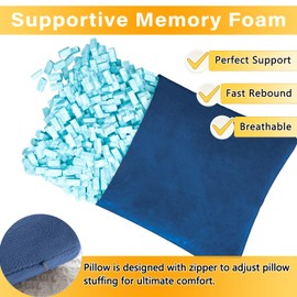 1 MIDDLE ONE 2 Pack Small Pillow, Memory Foam Mini Pillow 11 X 7 Inches for Travel, Sleeping, Nap and Neck, Knee, Lumbar Support, Tiny Pillow Cushion for Pet, Dogs (Blue)
