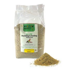 Wholesome Harvest Non-GMO 10 lb Natural Gosling & Duckling Starter Feed - 22% High Protein Complete Bird Feed with Cracked Corn, Soybeans, Vitamins & Probiotics Formula for Healthy Flock Growth