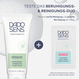 DADO SENS Sensacea Cleansing Gel (100 ml) + Free SOS Acute Cream in Sachet | Gentle Facial Cleansing | Moisturising & Soothing for Rosacea | Reduces Redness & Couperose
