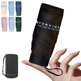 Compact Mini Windproof Travel Umbrella-UPF 50+ Sun & Rain Protection, Small Folding Design Fits in Pocket or Purse, Lightweight Portable with Case for Women, Men & Kids (Black)