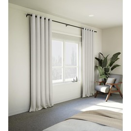 100% Blackout Linen Curtains 50" W x 84" L 2 Panels Set,Thermal Insulated Full Light Blackout Curtains for Bedroom/Living Room,Beige