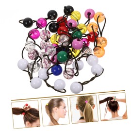 HAKIDZEL 24 Pcs Ponytail Double Bead Head Rope Hair Tie with Ball Hair Ties Plastic Child Girl Elastic Band