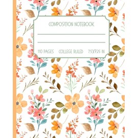 Watercolor Wildflowers Notebook: 110 Pages, College Ruled, 7.5 x 9.25 in | Soft Floral Composition Book for Writing, Journaling, or School