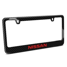 iPick Image for - Nissan in Red Real Black Carbon Fiber License Plate Frame - Nissan Red