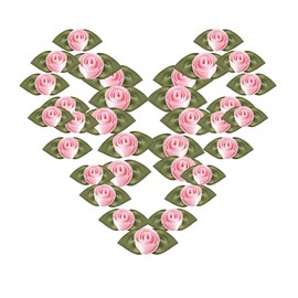 Micomon Mini Ribbon Bows for Crafts Mini Roses Ribbon Flowers for Craft Artificial Ornament Applique Sewing DIY(15pcs,Pink)