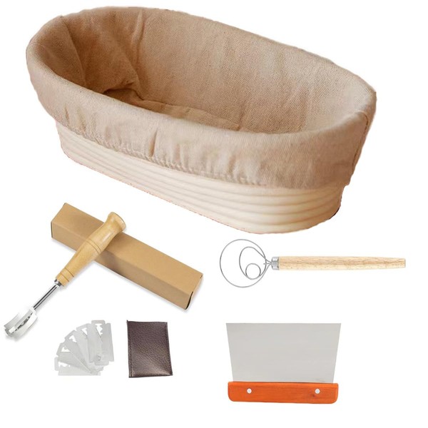 JETAINE Banneton Sourdough Bread Proofing Basket Starter Set, 25CM Oval