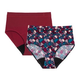 Thinx for All Period Underwear, Everyday Comfort Hi-Waist, Holds Up to 12 Regular Tampons, FSA HSA Approved Period Panties, Leakproof, Reusable & Controls Odor, Mosaic + Rhubarb, 2 Pack, XS