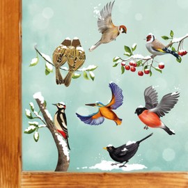 Wandtattoo Loft Window Sticker Christmas Winter Bird Set Winter Window Decoration - Reusable Window Stickers / DIN A4