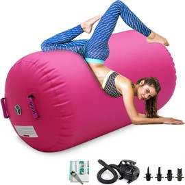 Air Roller Gymnastics Barrel Inflatable Tumbling Roller Air Mat Octagon Mat with Electric Air Pump for Backhandspring Training Cheerleading Home Use