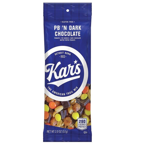 Kar’s Nuts Peanut Butter ‘N Dark Chocolate Trail Mix – 2 oz Individual Snack Packs – Bulk Pack of 72, Gluten-Free Snack Mix