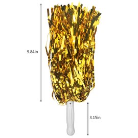 12 PCS Cheerleading Poms Squad Spirited Fun Cheering Metallic Foil Plastic Pom with Baton Handle for Dance Party Football Club Decoration