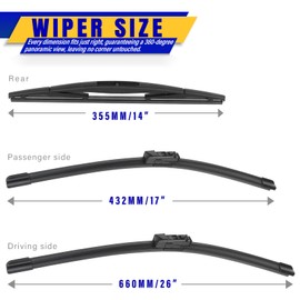 3 wipers Replacement for 2019-2023 2024 Subaru Forester, Windshield Wiper Blades Original Equipment Replacement - 26"/17"/14" (Set of 3)