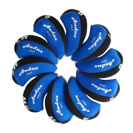 Andux 10pcs Golf Iron Club Head Covers Black/Blue MT/A04