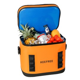 KEEFREE Soft Cooler 8 Cans,Insulated Bag Leakproof with Zipper for Lunch Drink Beverage Picnic Beach Hiking Fishing Camping Travel (Orange)