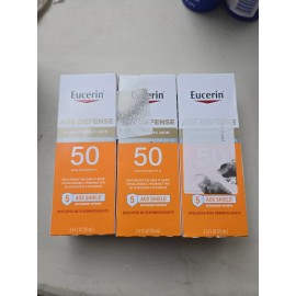 Eucerin New Eucerin  Age Defense SPF 50 Face Sunscreen Hyaluronic Acid Exp 2025 SET OF 3