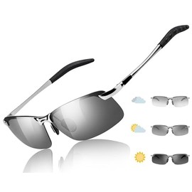 [LVIOE] 男性用偏光フォトクロミック Z87 サングラス、昼と夜の安全サン グラス UV 400 保護