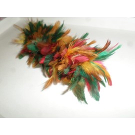 Real chicken hen's feather multi color duster 14 inch