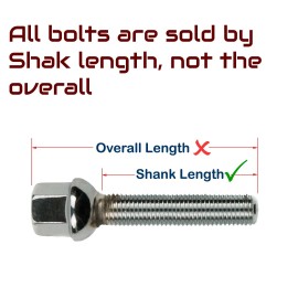 BWA Set of 4 Chrome Wheel Bolt Lock Cone Seat with Key 24mm/0.93" Shank 12x1.5