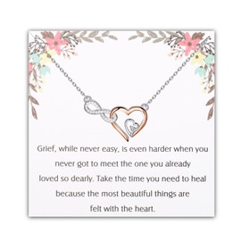 PLITI Miscarriage Gift Pregnancy Loss Memorial Necklace Loss Of Baby Sympathy Infinity Heart Pendant For Women (Grief inheart nec)