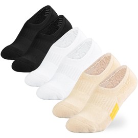 No Show Socks Womens Ankle Socks Cushioned Low Cut Athletic Socks Running Socks Workout Socks 3 Pairs (Black+White+Nude,M)