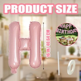 Pink Balloons Birthday Decorations Banner, 16 Inch Pastel Pearl Baby Pink Letter Foil Balloons For Adults Girls Women Birthday Party Decorations