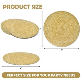 150 Pcs Braided Wicker Look Paper Beverage Coasters, 4" Round, Rustic Woven Cocktail Coaster for Drinks Wedding, Birthday Party Supplies Decorations