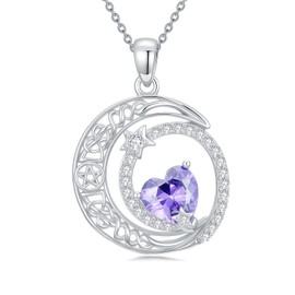 Dorunmo Moon Necklace 925 Sterling Silver Amethyst Star Necklace June Birthstone Wedding Jewelry for Mom Women