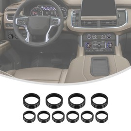 Linskip Aluminum Alloy Control Knob Covers for 2021-2024 Chevy Suburban & Tahoe, Dash Switch Knob Trim Set, Stylish & Durable Interior Upgrade(Black)