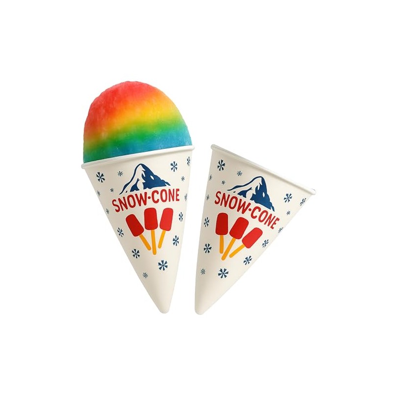 Concession Essentials Paper Snow Cone Cups, 6 oz, Wax Coated,
