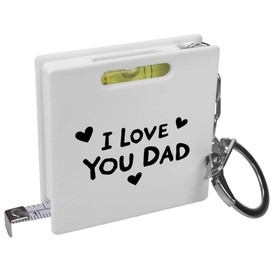 Azeeda 'I Love You Dad with Hearts' Keyring Tape Measure/Spirit Level Tool (KM00041005)