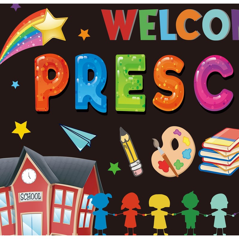 Welcome to Preschool Backdrop Banner First Day of School Party